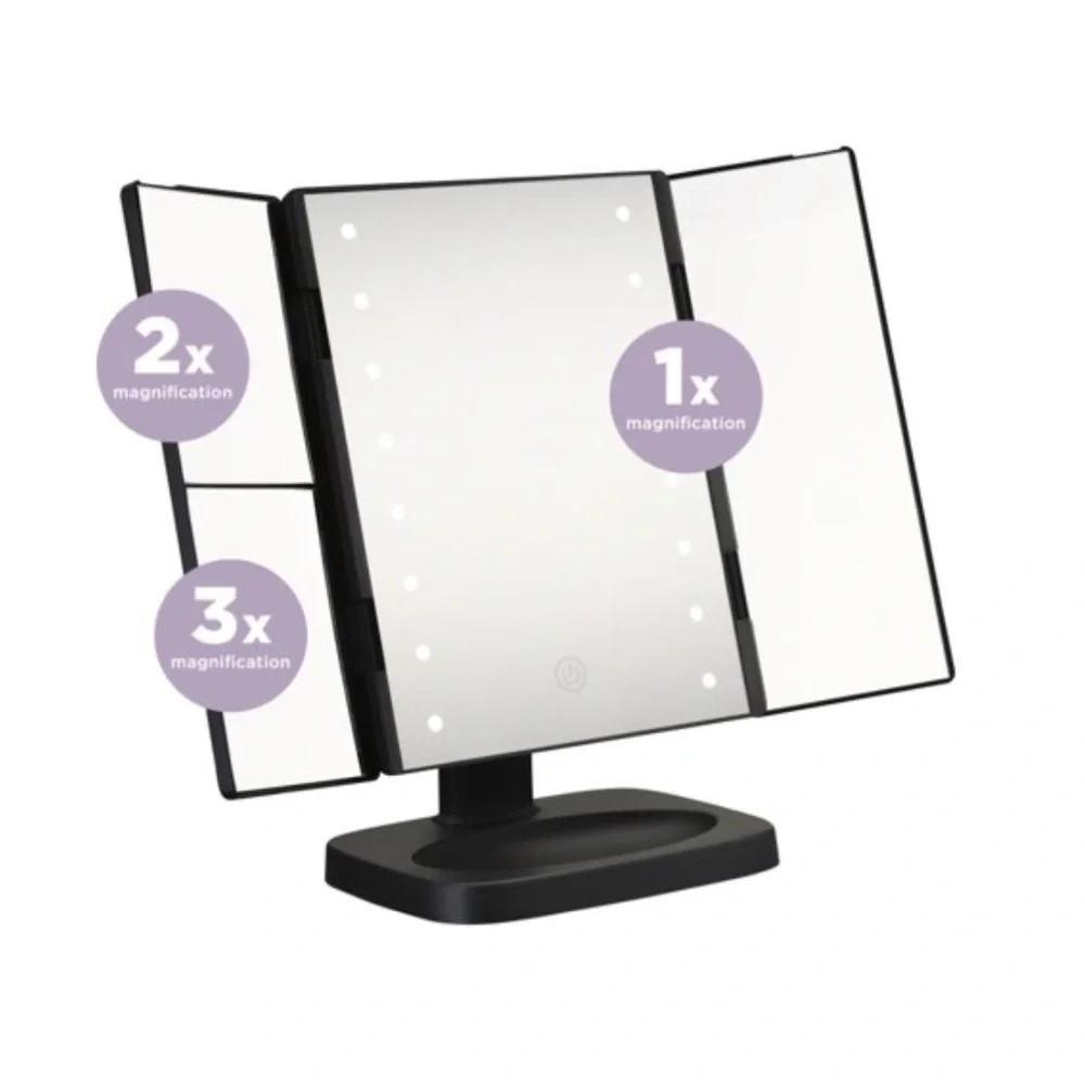 Conair Reflections TriPanel LED Plastic 1x 2x 3X Magnification Mirror